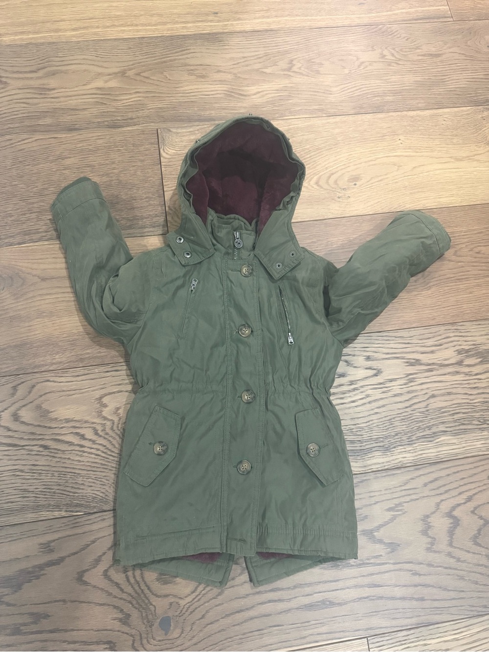 Abercrombie & Fitch Kids Olive Green Hooded Puffer Coat